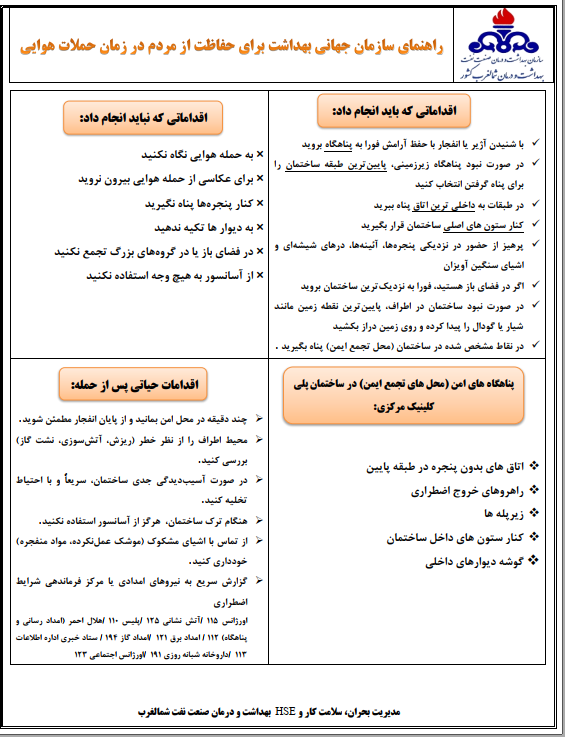 راهنمای اقدامات حفاظتی در حملات هوائی